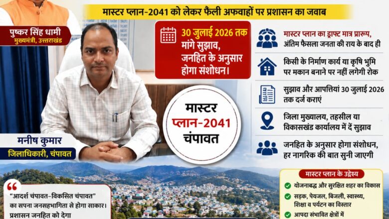 मास्टर प्लान-2041 को लेकर फैली अफवाहों पर प्रशासन का जवाब; 30 जुलाई तक मांगे सुझाव, जनहित के अनुसार होगा संशोधन।